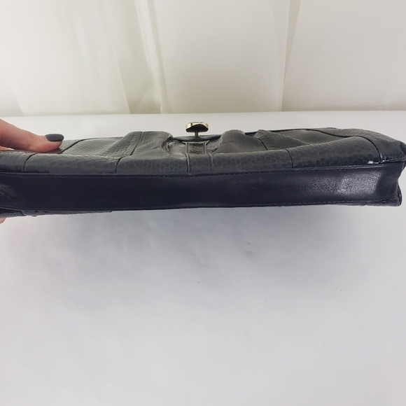 Vintage Koret dark navy reptile texture hinged convertible clutch/shoulder bag - Picture 4 of 7